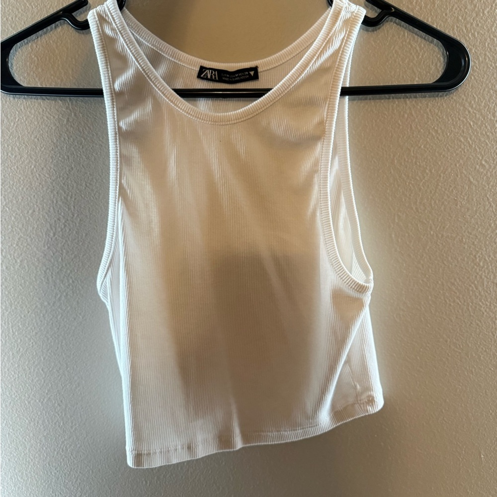 Zara Cream Ribbed Tank Top